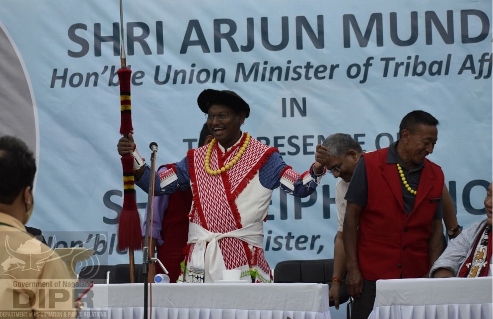 UNION MINISTER ARJUN MUNDA LAYS FOUNDATION STONE OF KOHIMA VILLAGE MULTIPURPOSE BUILDING