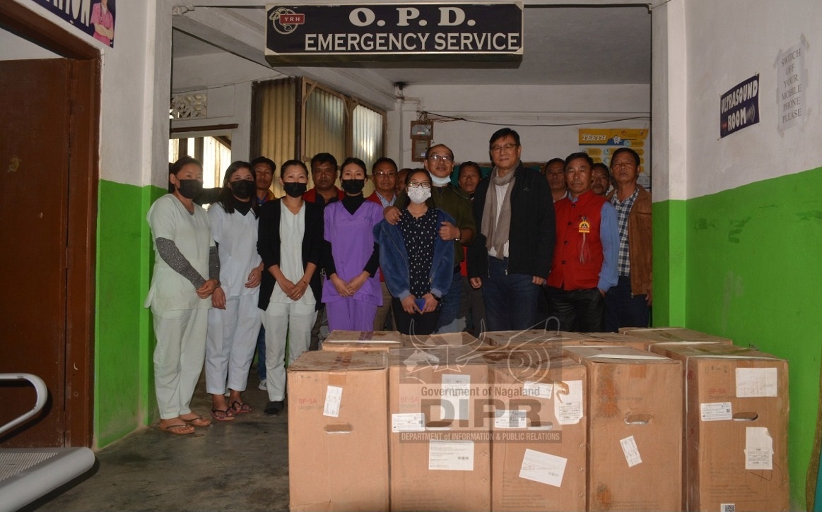 K.T Sukhalu donated oxygen concentrators at DH Zunheboto