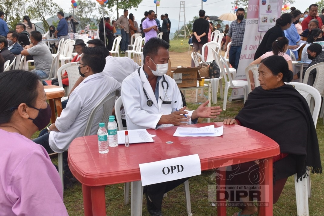 Medical services to an elderly woman at the health mela, Chedema