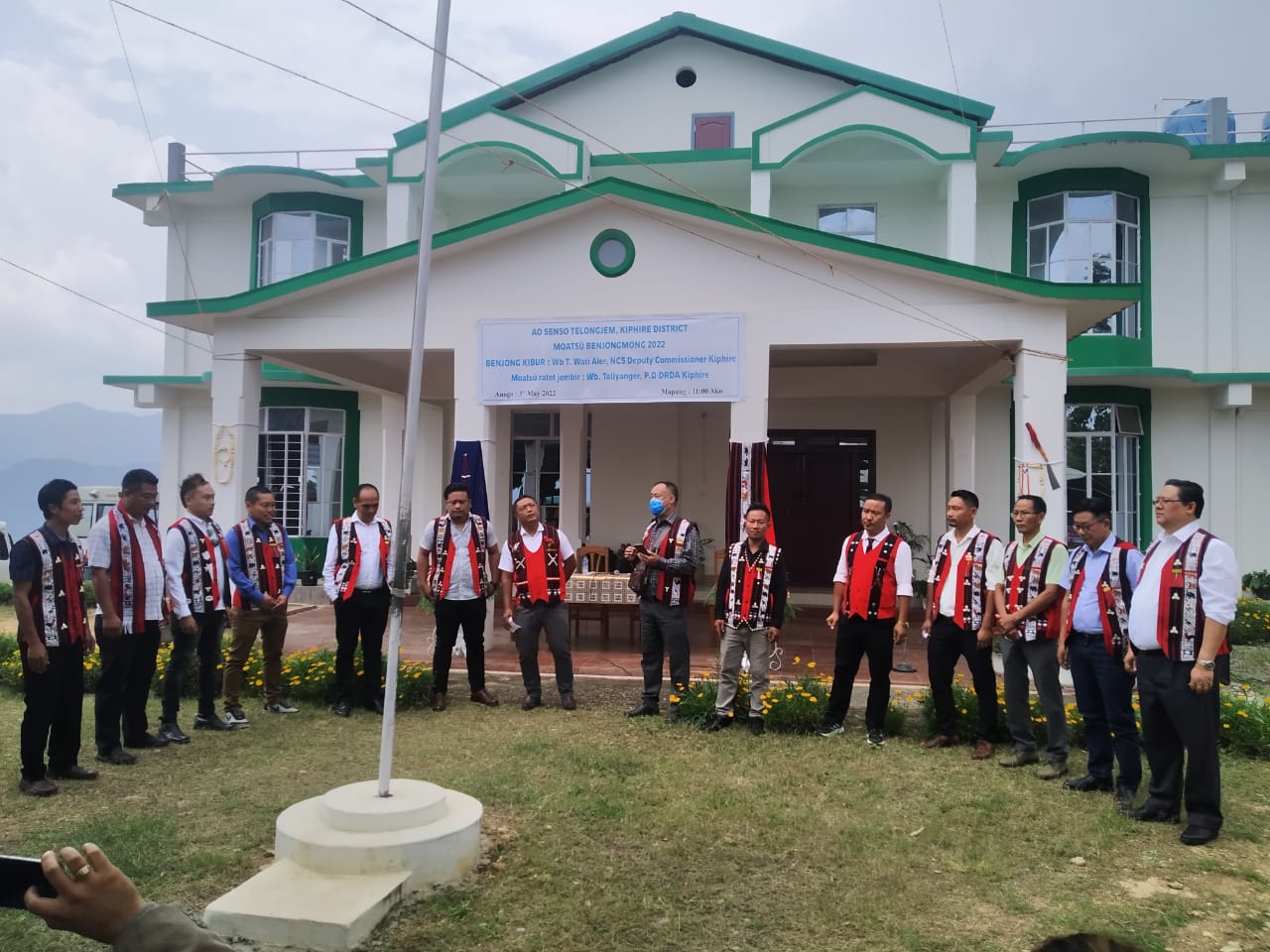 Menfolk presenting a traditional song during the Moatsu festival celebration at Kiphire on 3rd May 2022.