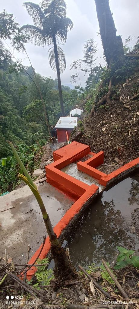 Water intake structures along the steep terrain for water supply to Monyakshu village under Jal Jeevan Mission.   