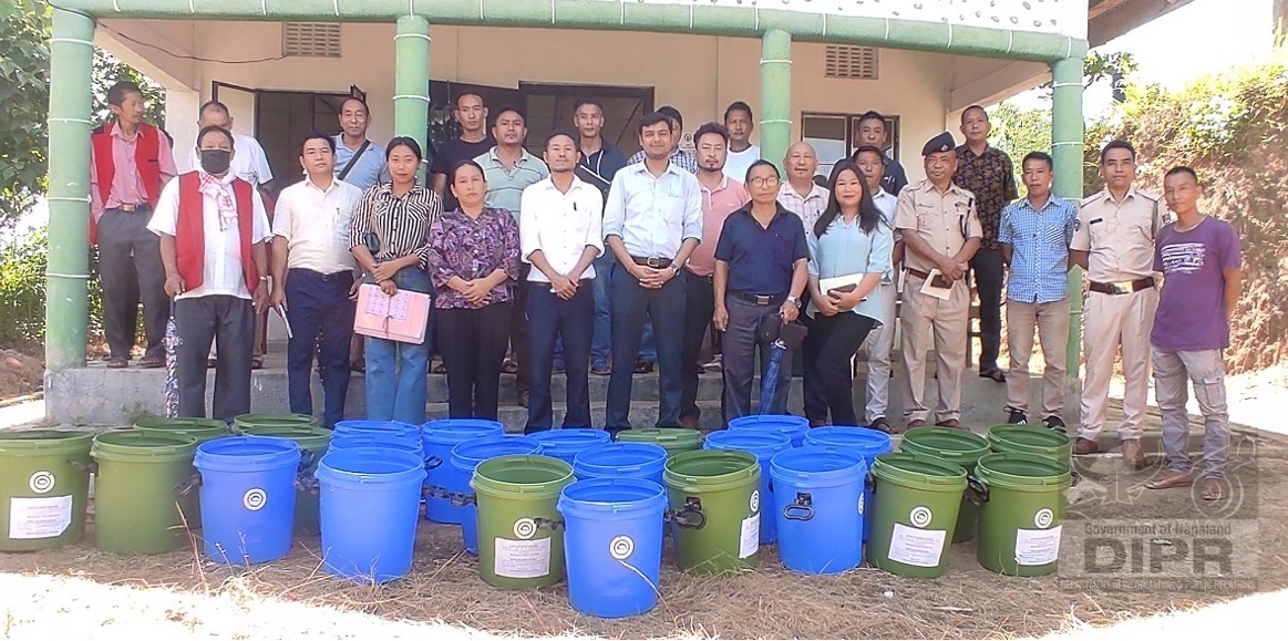 COORDINATION MEETING CUM DISTRIBUTION OF WASTE MANAGEMENT BINS HELD AT BHANDARI