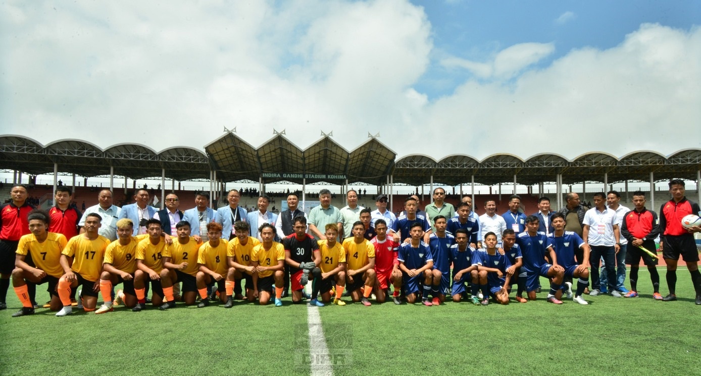 Er. Zale Neikha and officials with the players of Dimapur and Wokha