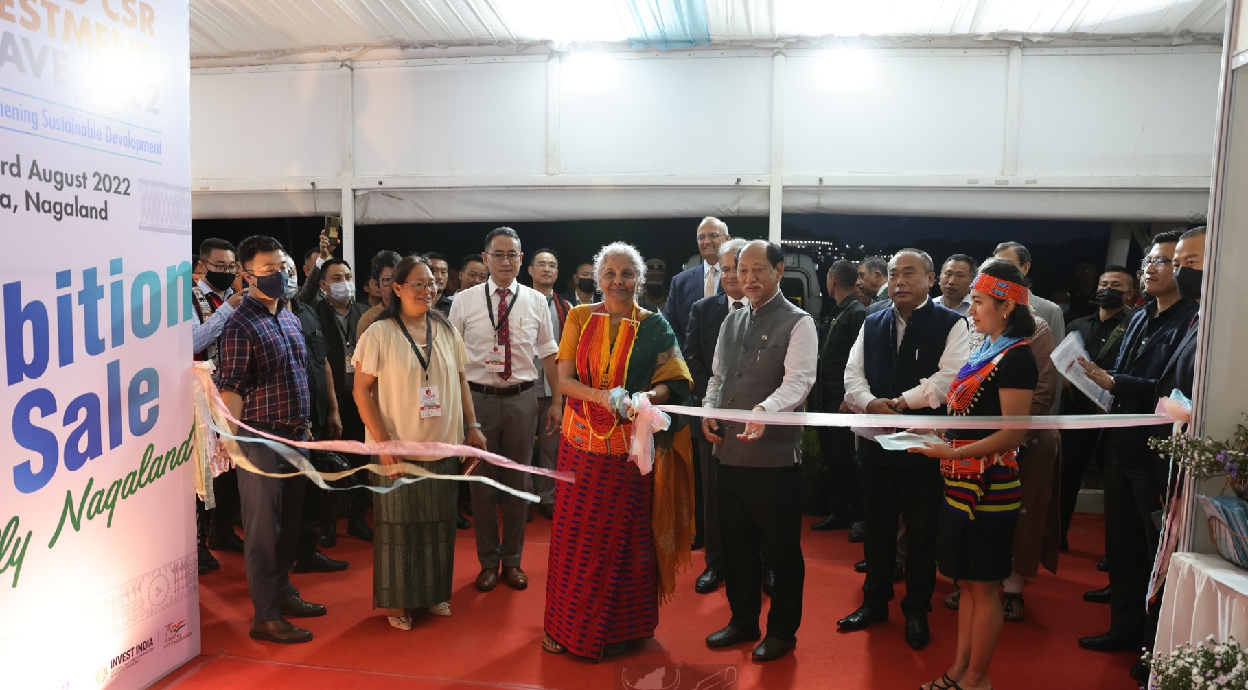 Union Minister, Finance & Corporate Affairs, Nirmala Sitharaman inaugurating the exhibition stalls during the Nagaland CSR & Investment Conclave 2022