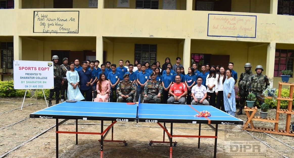Shamator Battalion Assam Rifles donates Table Tennis table and sports equipment to Shamator college