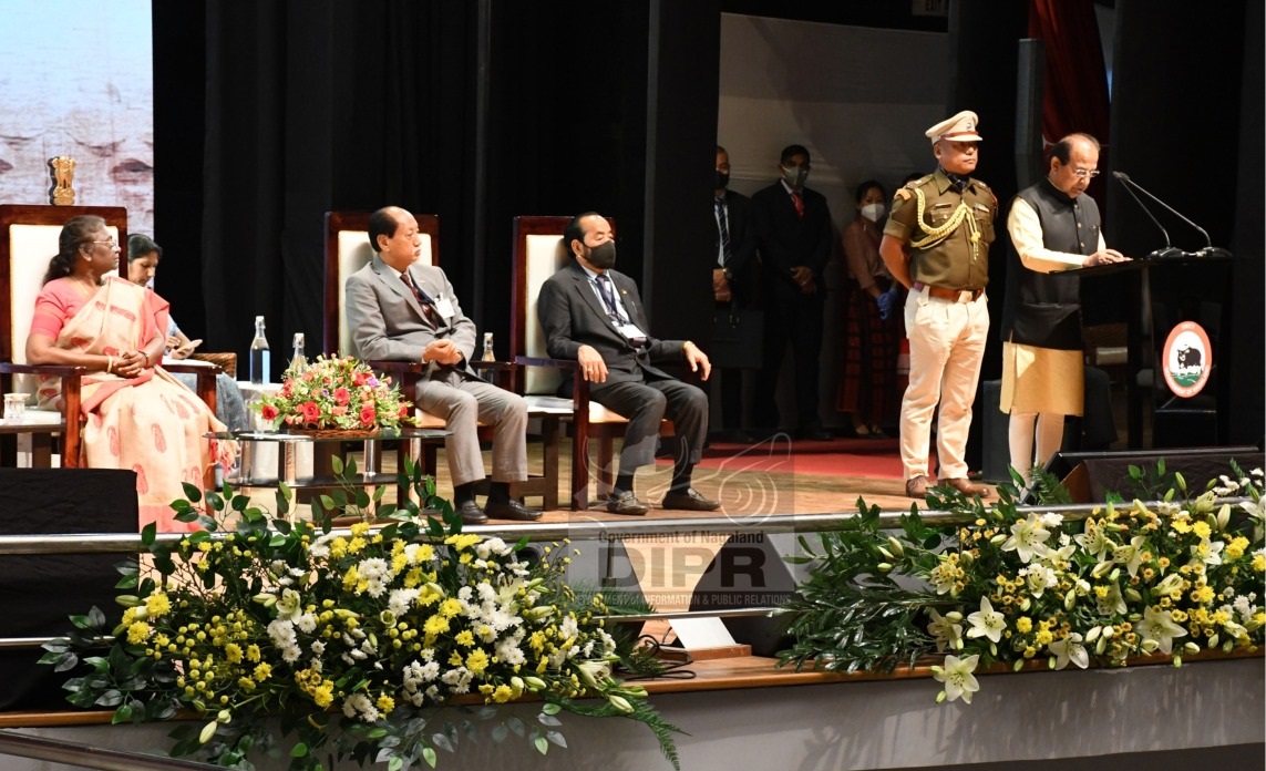 Governor of Nagaland & Assam speaking at the civic reception at Kohima