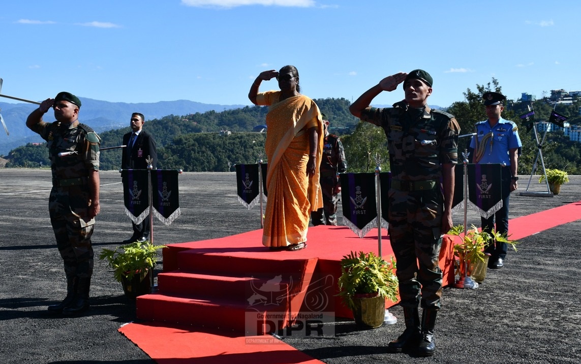 President of India accords Guard of Honour at Assam Rifles Helipad, Kohima