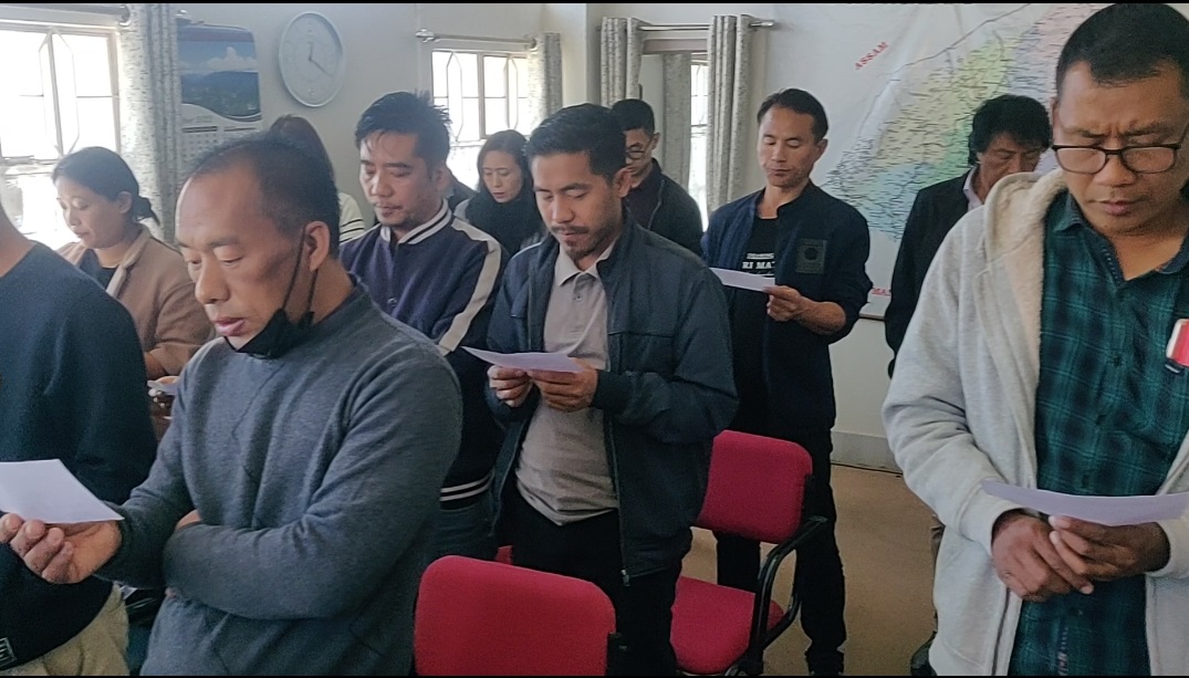 The officers and staff of the Information & Public Relations Directorate reading out the Preamble of the Indian Constitution in observation of the Constitution Day at the Directorate of IPR