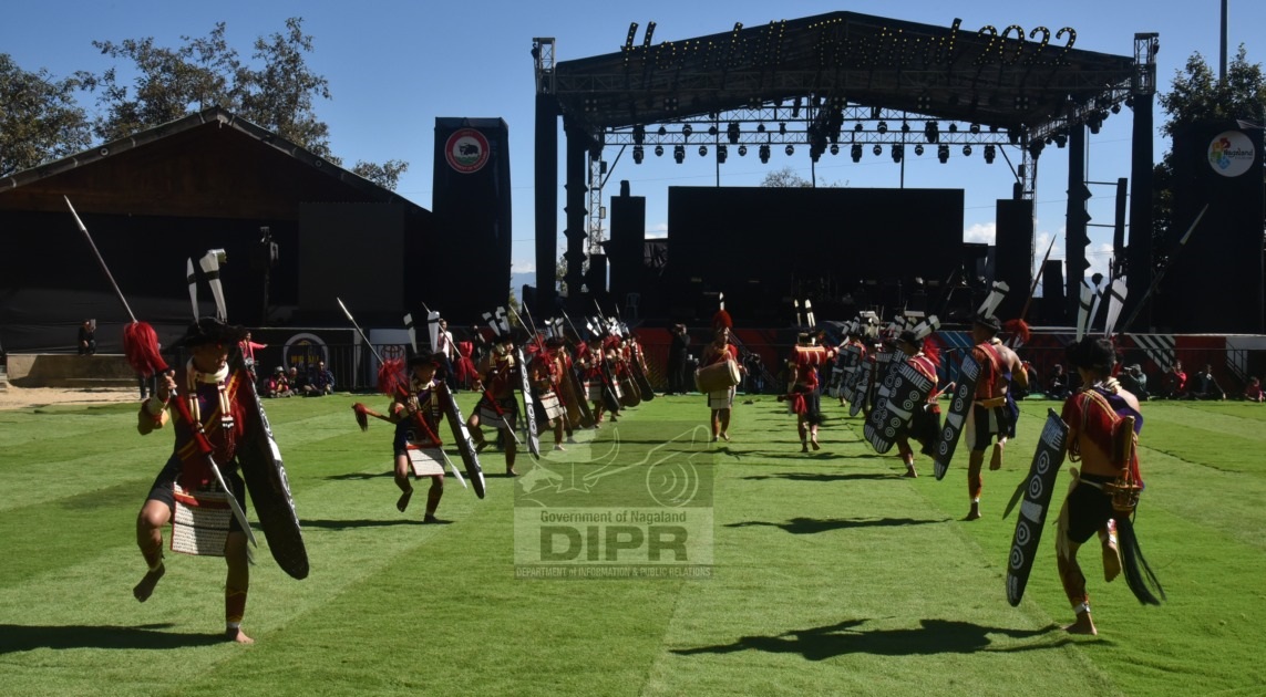 Ao Cultural troupe performing a War Dance