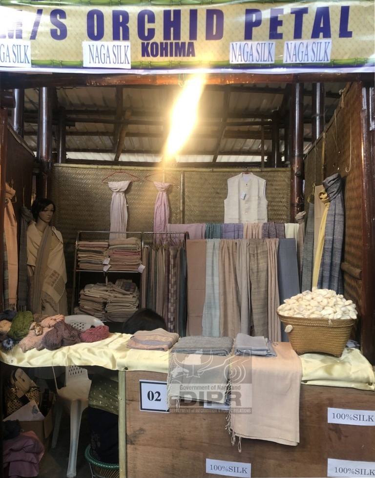 Naga silk products for sale at the Bamboo Pavilion