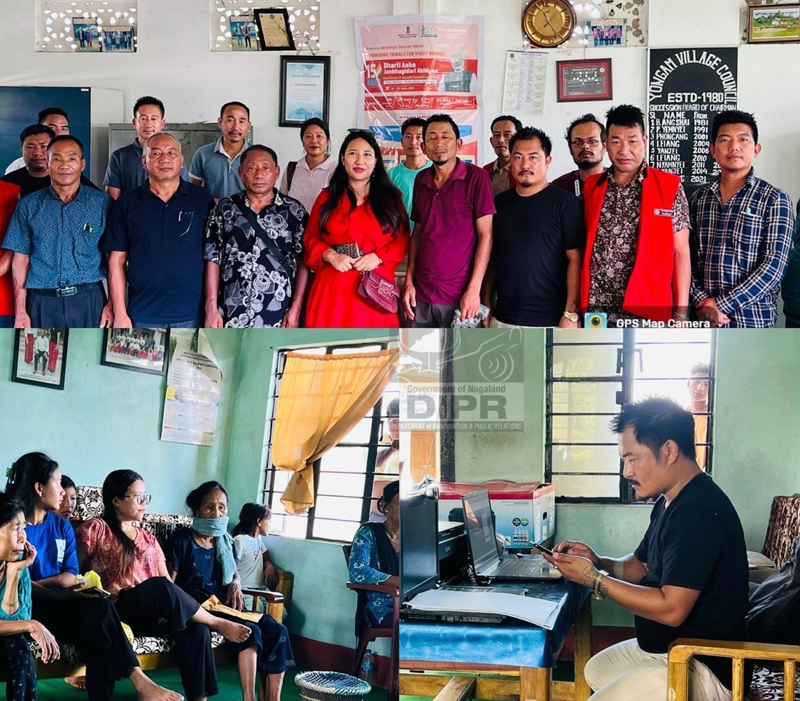 EAC Longleng, Imkongnukla Ao along with other officials, during the 10th day of the Dharti Aaba Janbhagidari Abhiyaan tour at Yongam Village, Longleng