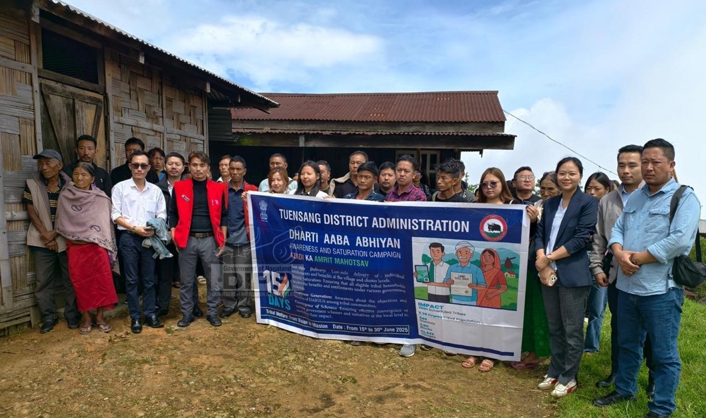 Officials and participants during the Dharti Aaba Abhiyan Awareness Campaign conducted at Holongba Village, Longkhim, Tuensang on 25th June 2025.