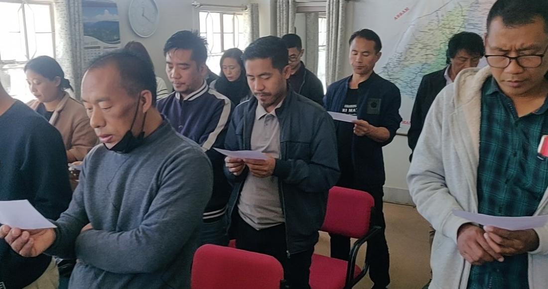 The officers and staff of the Information & Public Relations Directorate reading out the Preamble of the Indian Constitution in observation of the Constitution Day at the Directorate of IPR