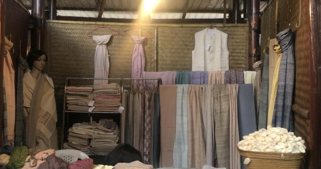 Naga silk products for sale at the Bamboo Pavilion